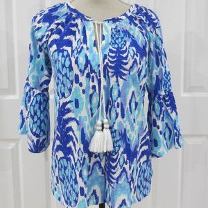 Lilly Pulitzer Pineapple Print Bell Sleeve Top SzS